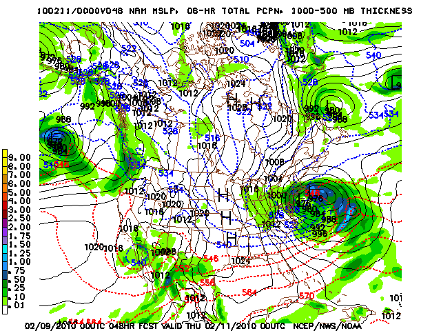 image of MSLP 1000 - 500mb